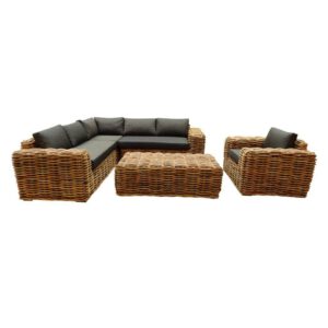 Sabuga hoek loungeset 5-delig naturel rotan