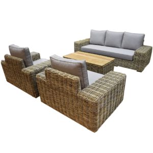 Otava stoel-bank loungeset 4-delig naturel rotan