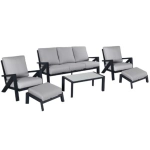 Fortaleza stoel bank loungeset 6 delig antraciet aluminium