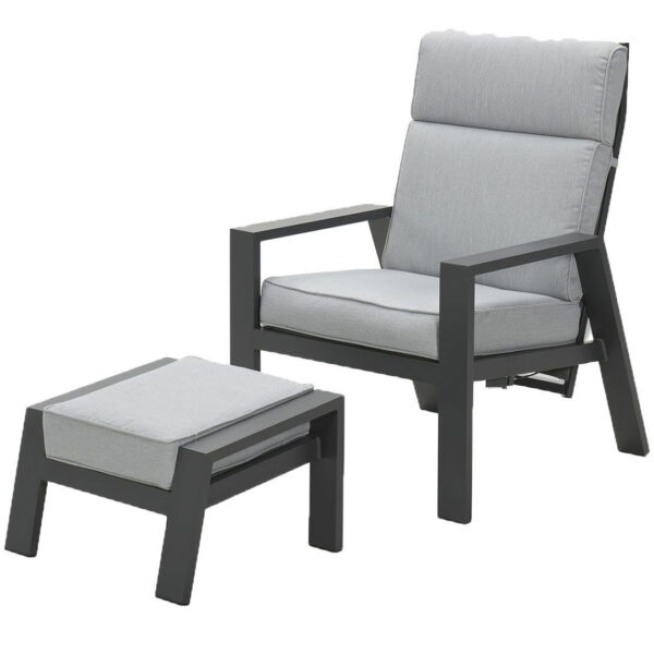 Max lounge balkonset 2 delig verstelbaar aluminium carbon black