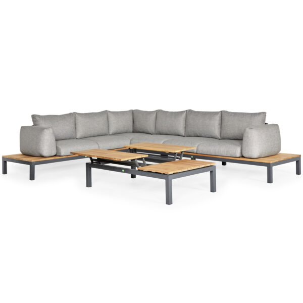 SUNS Memphis hoek loungeset groot 6 delig light anthracite mixed weave  / matt royal grey