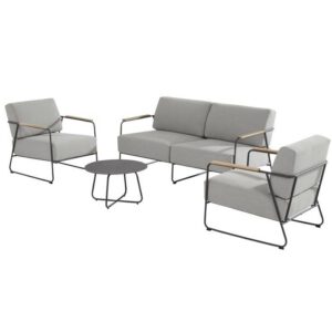 Coast stoel-bank loungeset 4-delig antraciet rvs 4 Seasons Outdoor