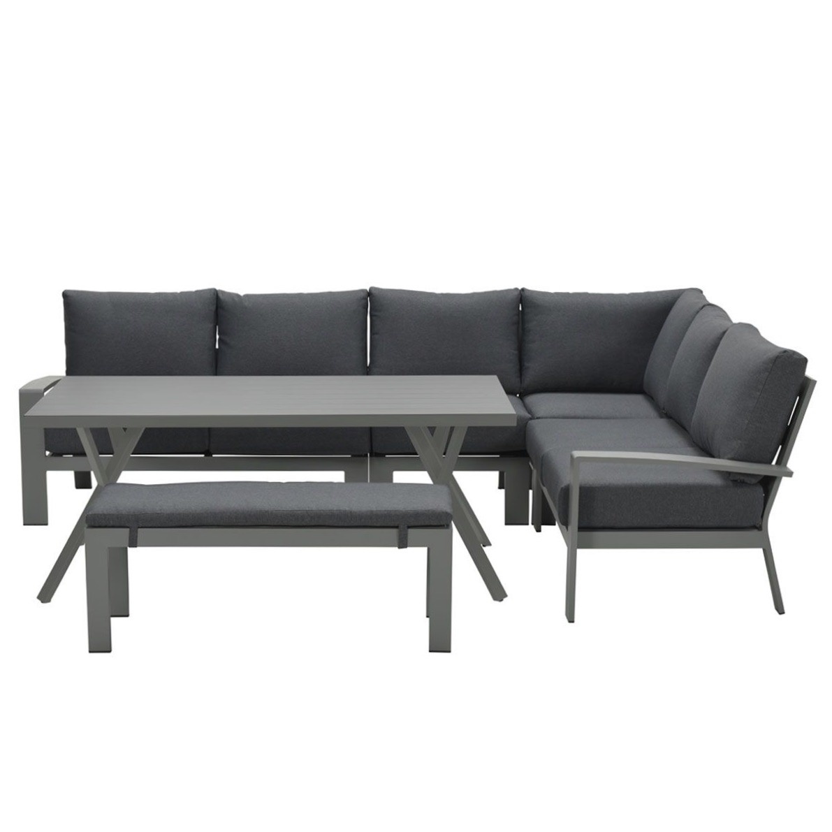 Rondo hoek dining loungeset 6-delig aluminium antraciet