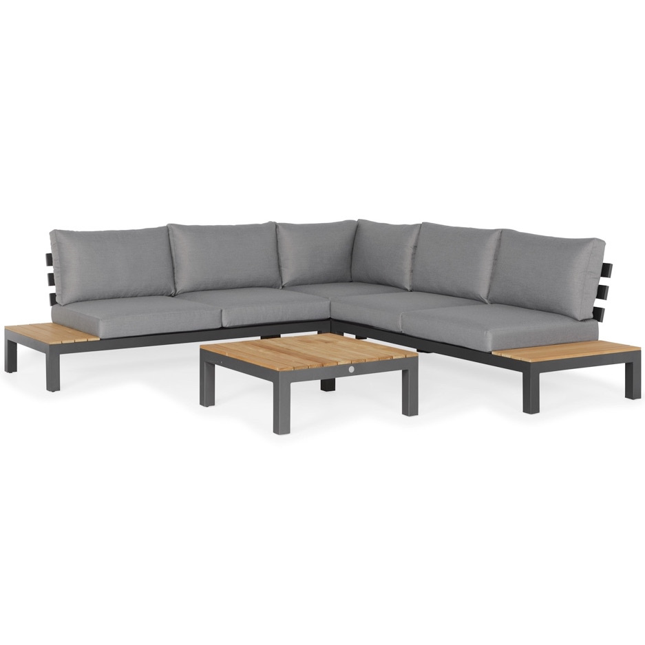 SUNS Vita hoek loungeset 4 delig wased grey / matt royal grey / naturel teak