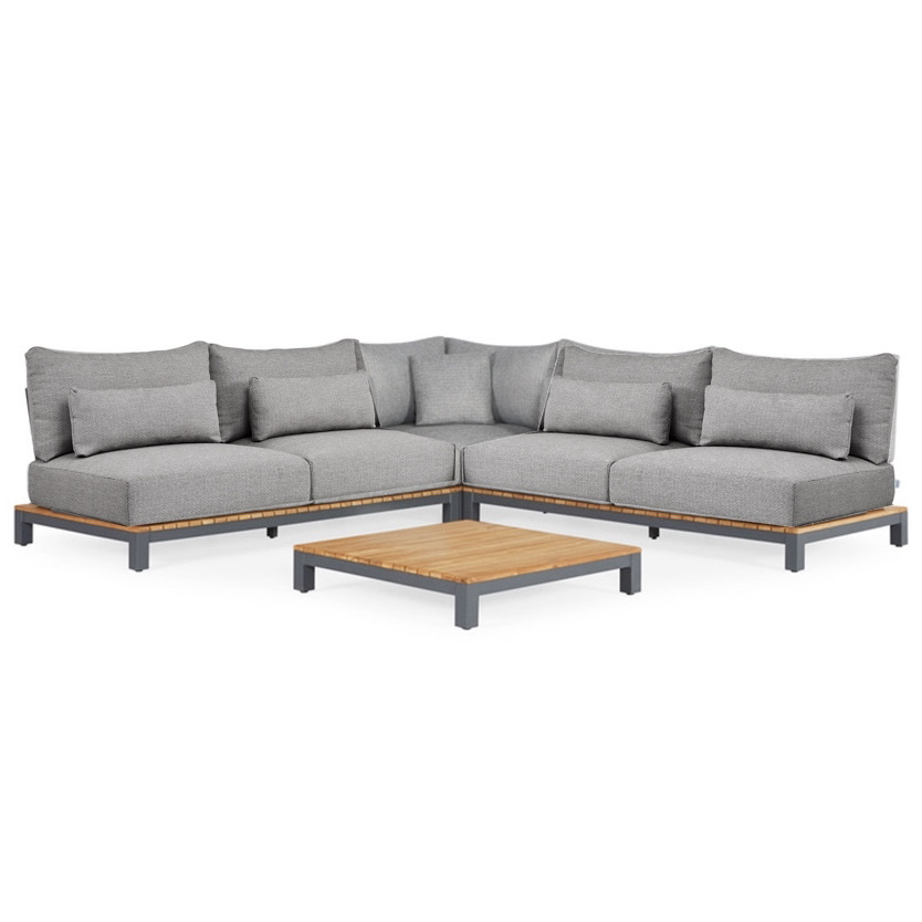 SUNS Evora hoek loungeset 4 delig light anthracite mixed weave / matt royal grey