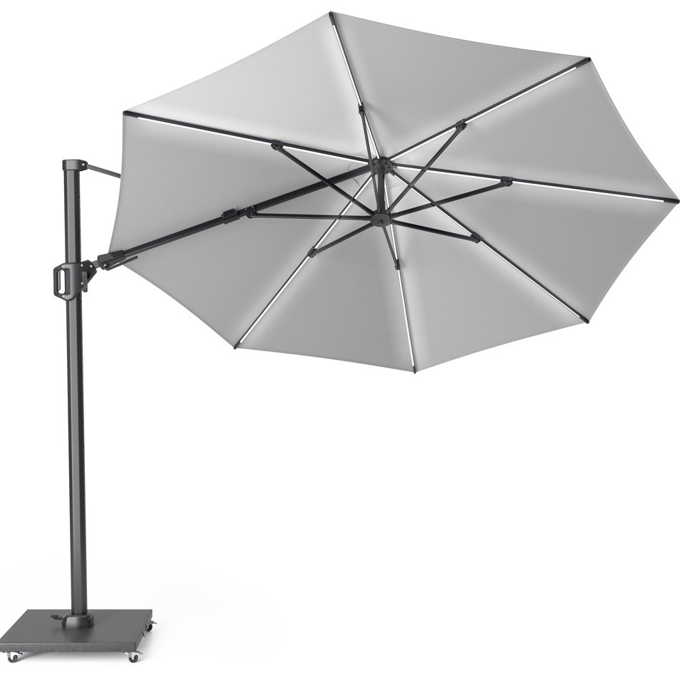 Challenger T2 glow zweefparasol 350 cm rond lichtgrijs