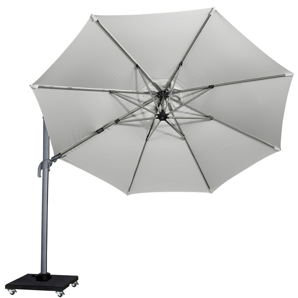 Malibu T2 zweefparasol 350 cm rond lichtgrijs