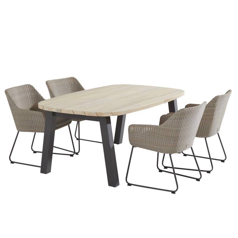 Avila Derby taupe dining tuinset rechthoek 5-delig aluminium teak Taste 4SO