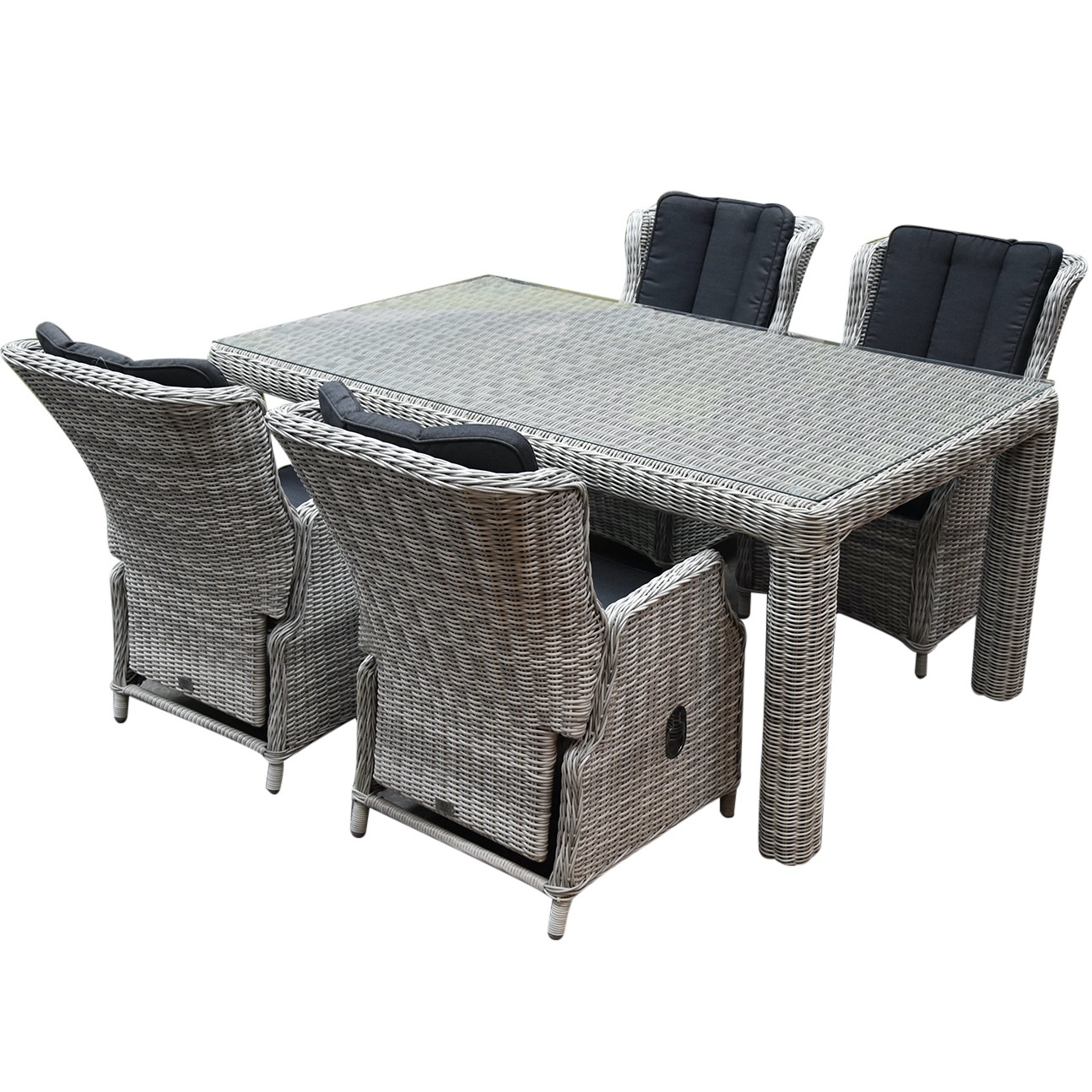 Darwin Bergamo dining tuinset 180x100xH75 cm wit verstelbaar