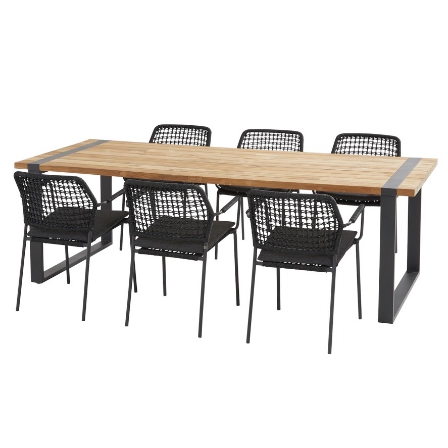 Alto Barista dining tuinset 240x100xH75 cm 7 delig antraciet Taste 4SO