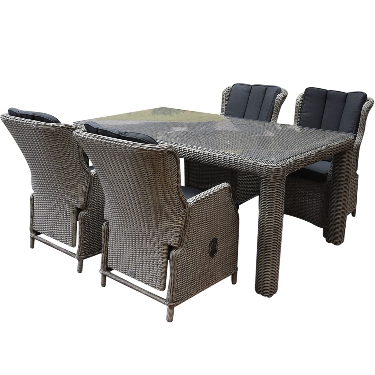 Darwin Bergamo dining tuinset 180x100xH75 cm 5-delig grijs verstelbaar