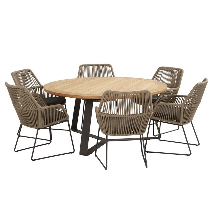 Ramblas Basso dining tuinset 7-delig 160cm rond 4 Seasons Outdoor