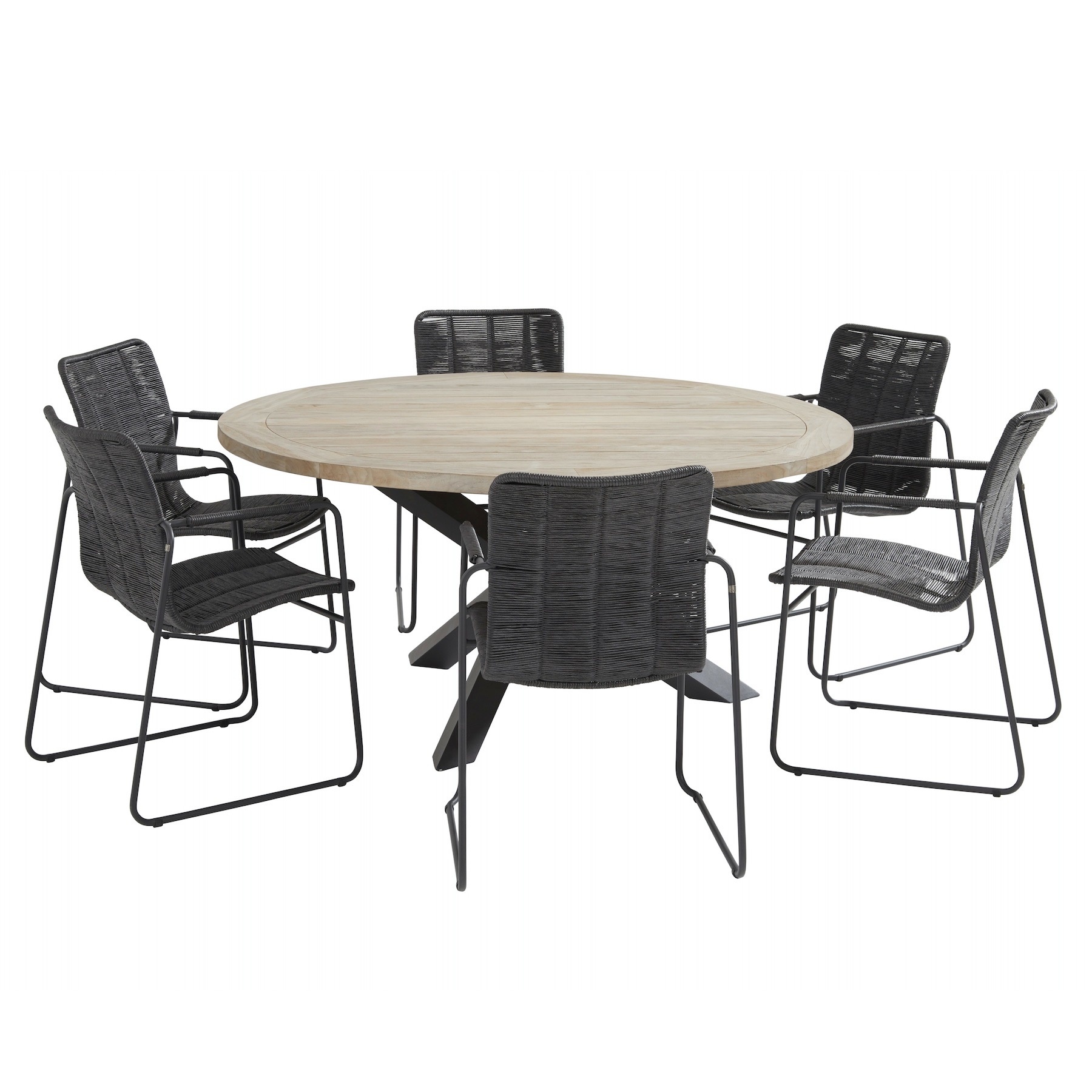 Palma Louvre dining tuinset 160 cm rond 7 delig antraciet Taste 4SO