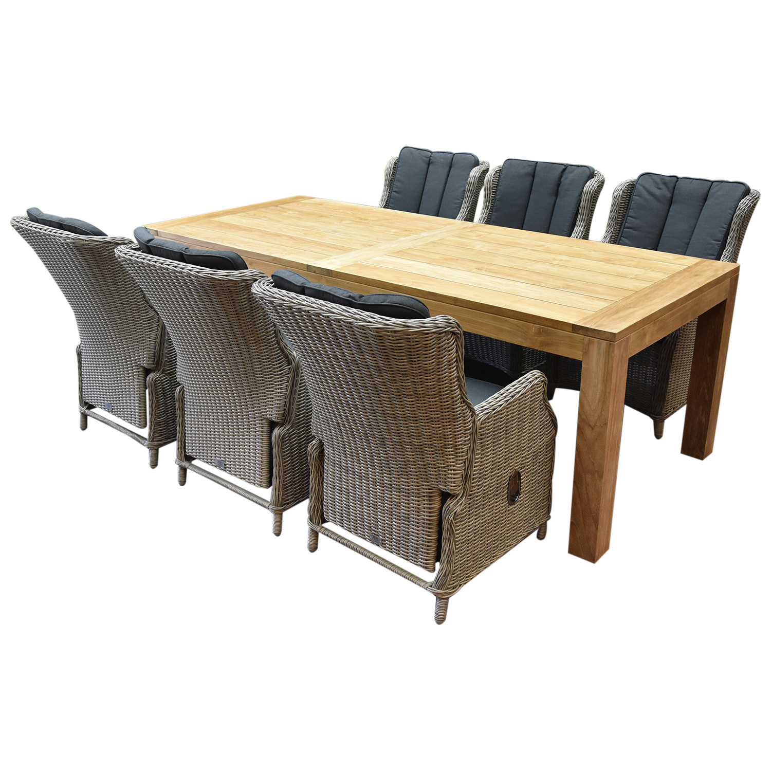 Darwin Krista dining tuinset 240x100xH77,5 cm verstelbaar grijs