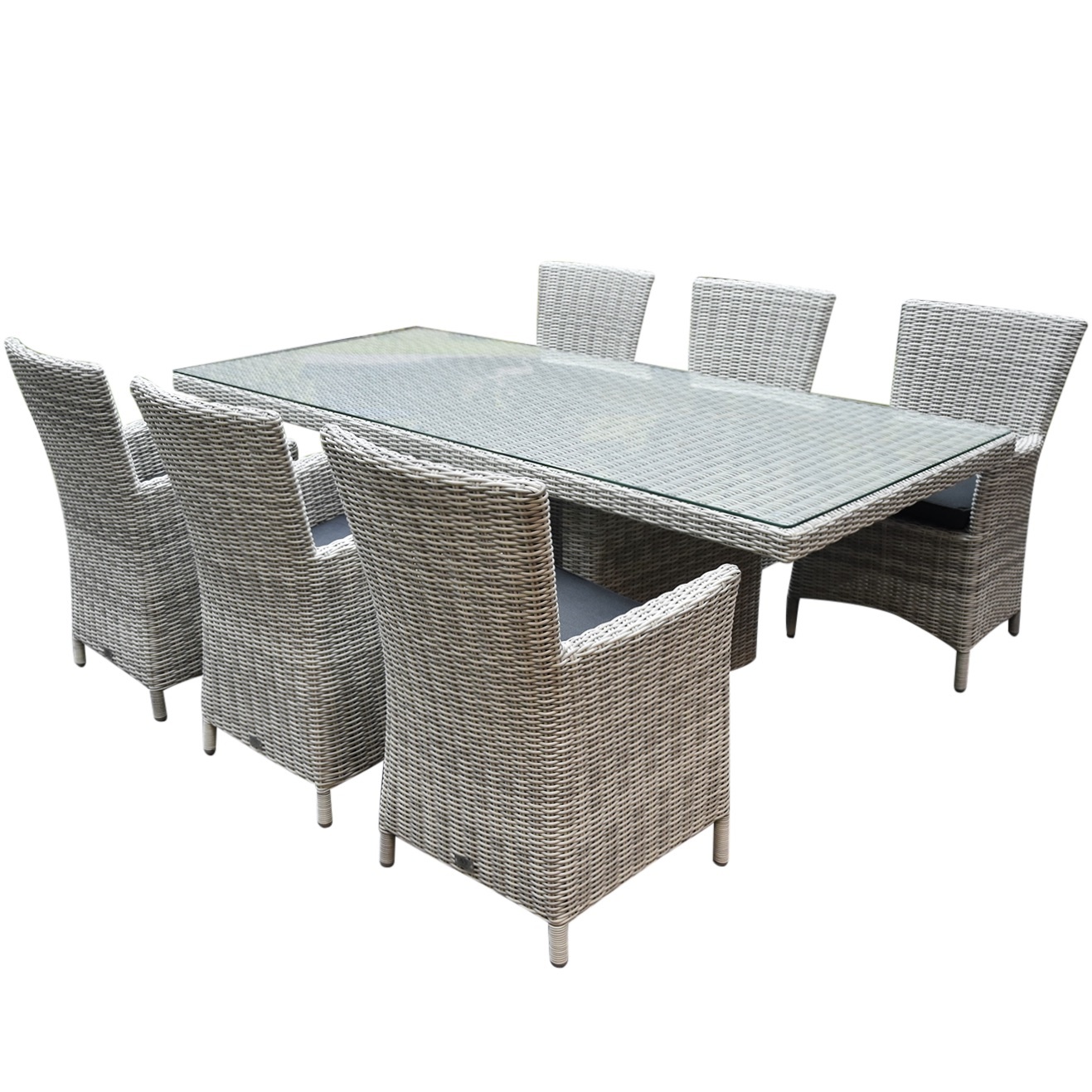 Capri Menorca dining tuinset 220x100xH75 cm 7-delig wit/grijs