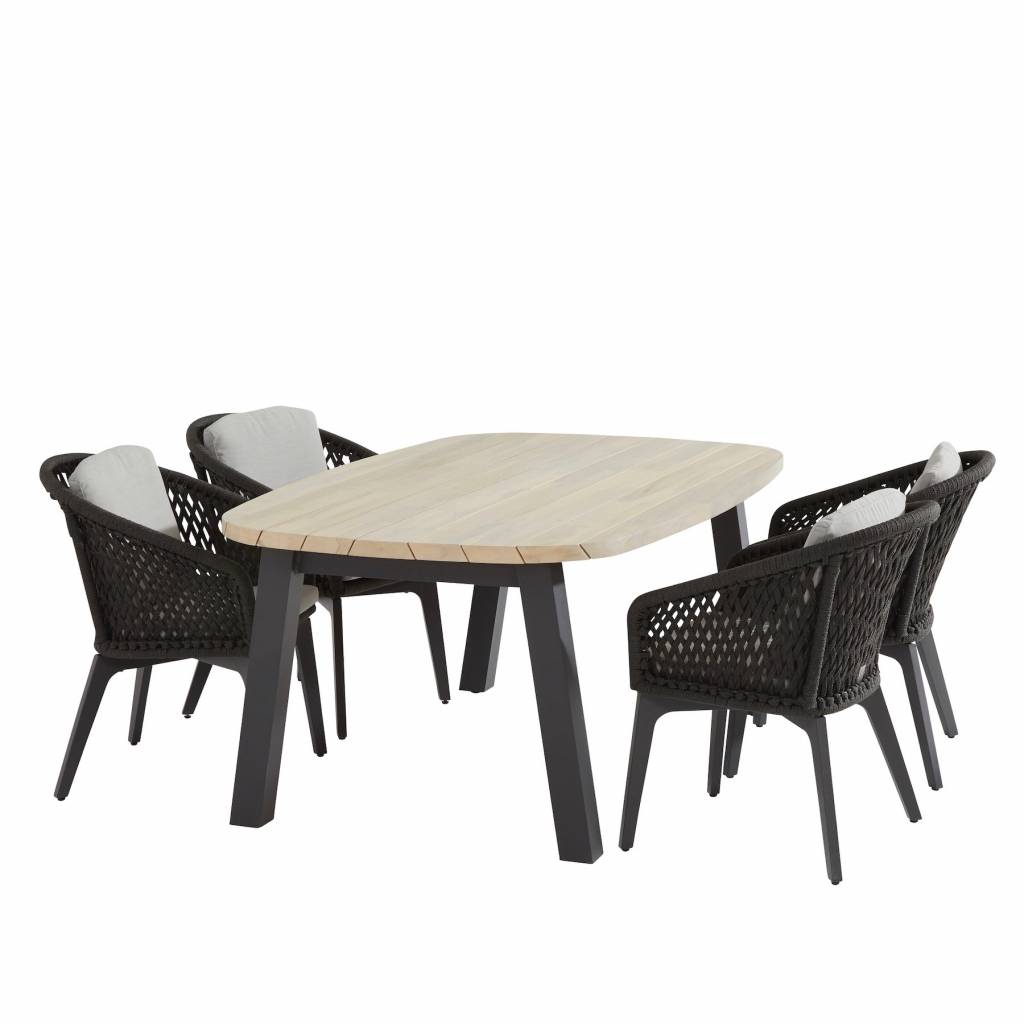 Belize Derby dining tuinset 5-delig 180 cm rechthoek rope 4 Seasons Outdoor