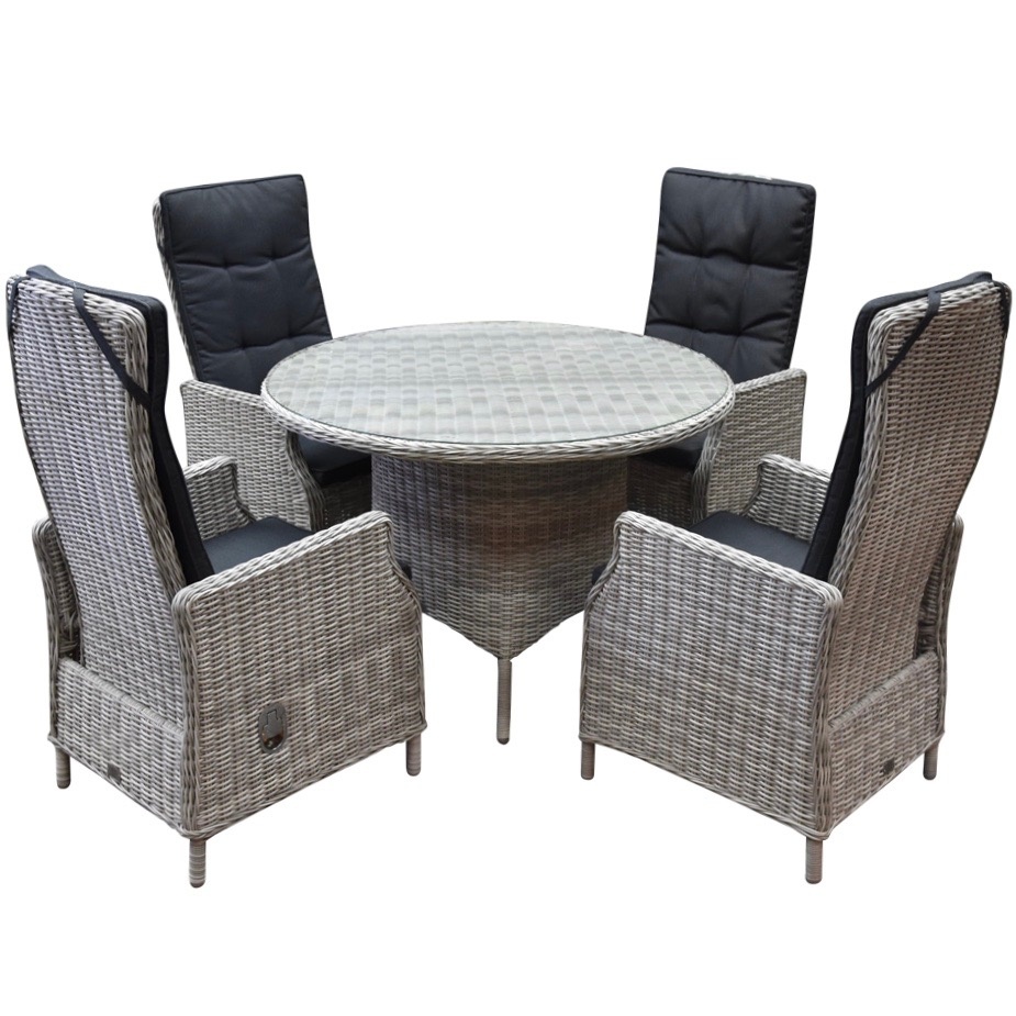 Empoli Riccione dining tuinset 110 cm rond 5-delig wit