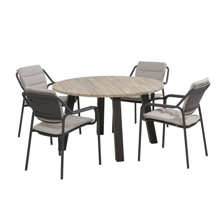 Eco Derby dining tuinset 5-delig 130 cm rond 4 Seasons Outdoor