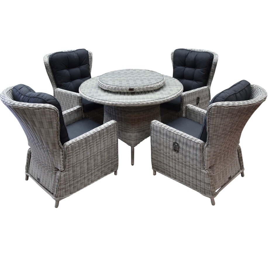 Marina Riccione dining tuinset 110 cm rond 6-delig wit verstelbaar