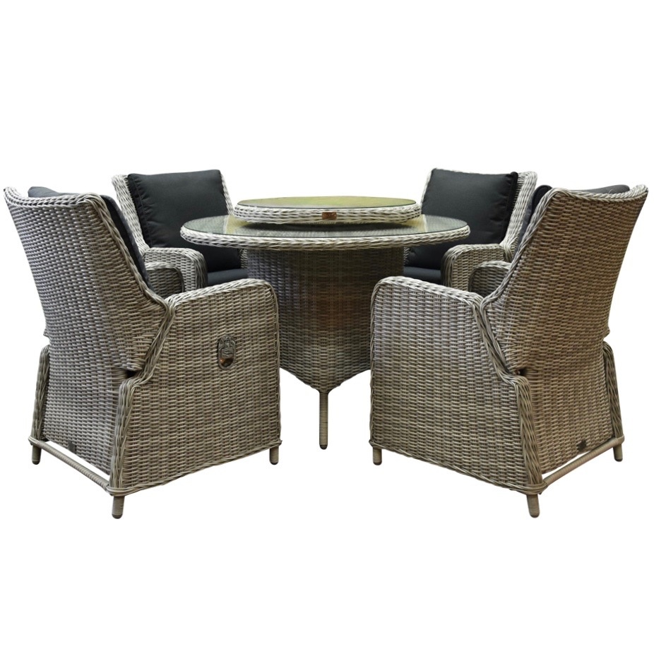 Bilbao Riccione dining tuinset 110 cm rond 6-delig wit verstelbaar