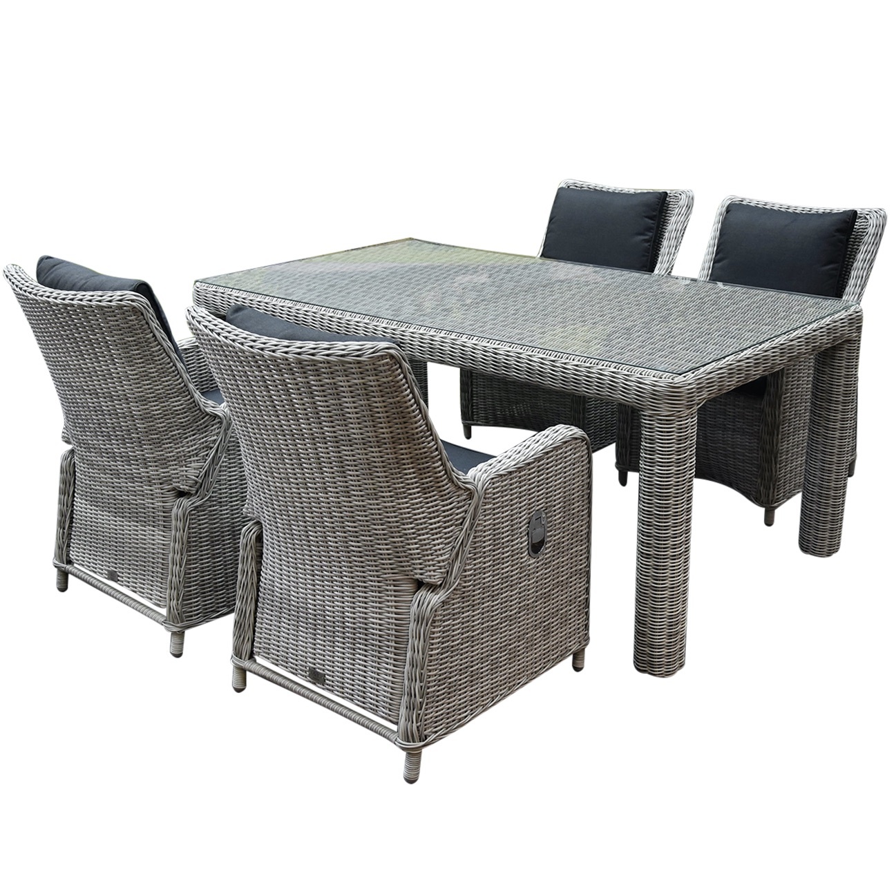 Bilbao Bergamo dining tuinset 180x100xH75 cm verstelbaar wit