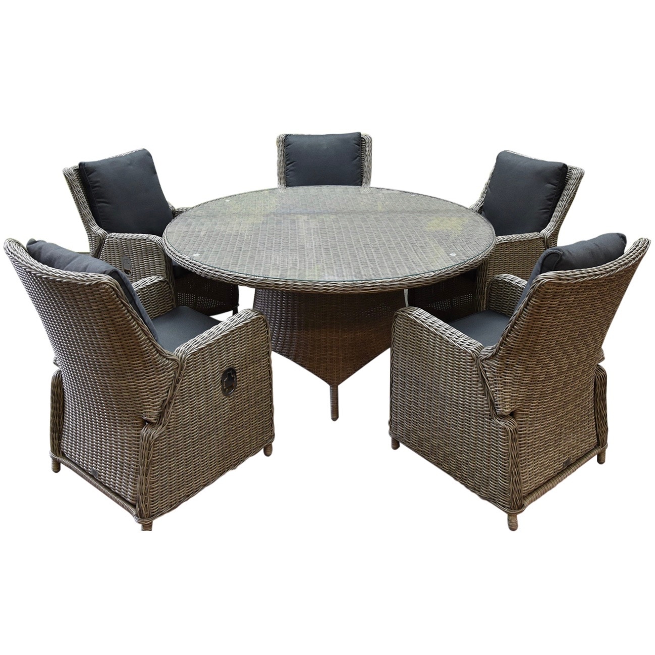 Bilbao Riccione dining tuinset 150 cm rond 6-delig grijs verstelbaar