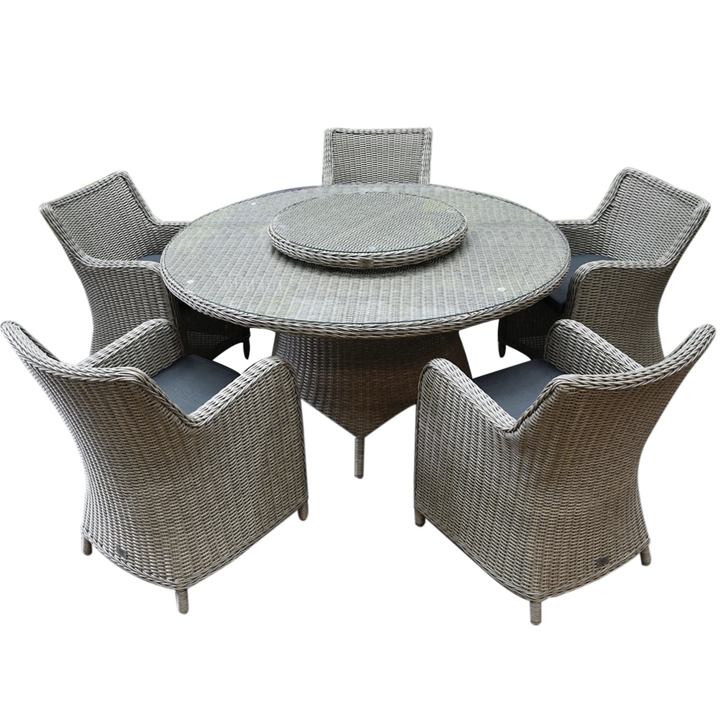 Bilbao Riccione dining tuinset 150 cm rond 7-delig grijs