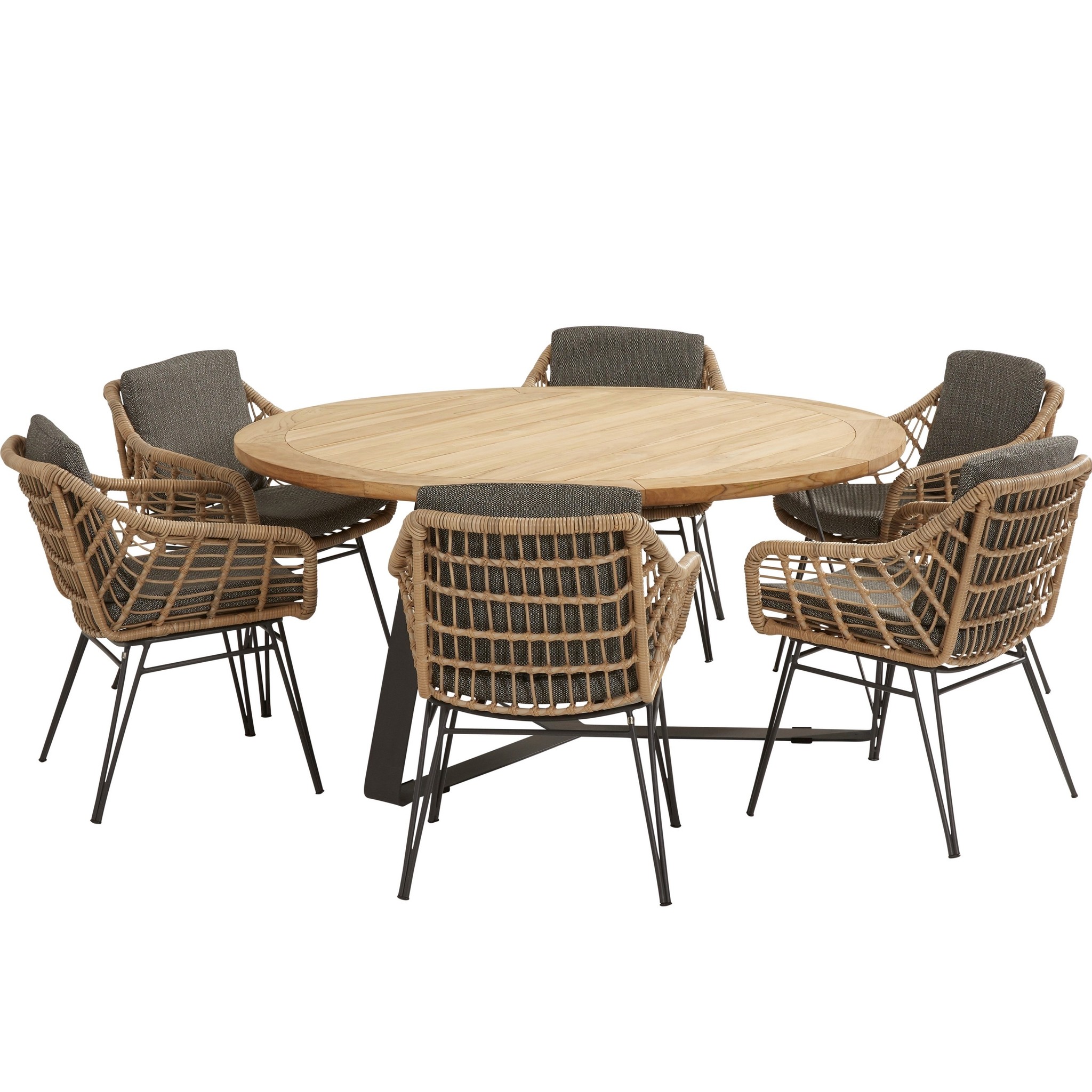 Cottage Basso dining tuinset 7-delig 160cm rond 4 Seasons Outdoor