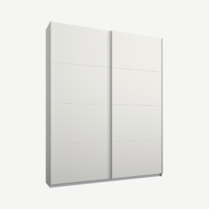 Malix tweedeurs kledingkast met schuifdeuren, 135 cm, wit frame, matwitte deuren, klassiek interieur