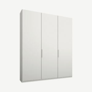 Caren driedeurs kledingkast met handvatten, 150 cm, wit frame, matwitte deuren, premium interieur