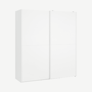 Elso garderobekast met schuifdeuren, 180cm, wit frame en witeffect deuren